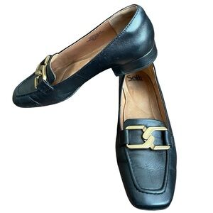 Söfft Erica Loafer in Black Leather with Gold Buckle Accent Women’s 8.5
